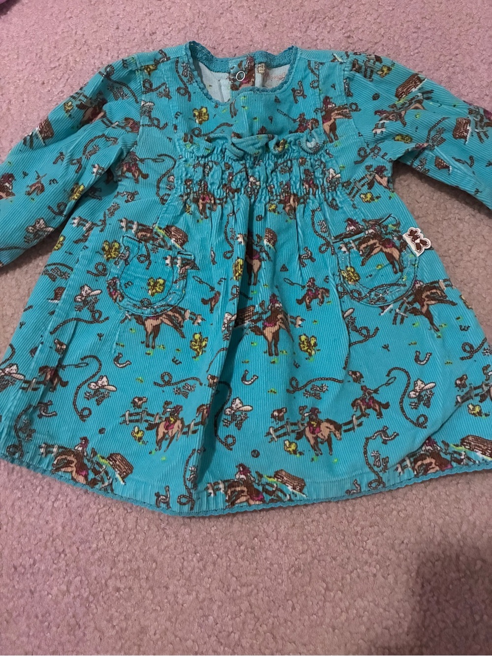 Wrangler Cowboy Print Corduroy Dress- Size 12M